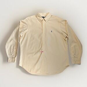 VTG Ralph Lauren Button Down Mens XL Silk Blend Classic Fit Long Sleeve‎ Yellow